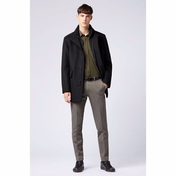 BOSS Cashmere Wool Coxtan8 Coat BLACK - Picture 1 of 6